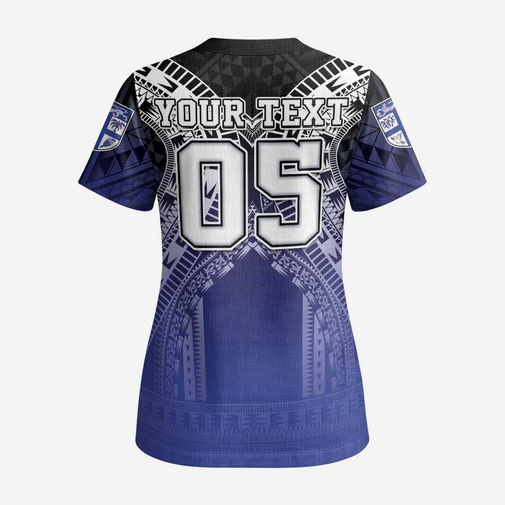 Custom Fiji Drua Scrub Top Fijian Tapa Pattern - Polynesian Pride