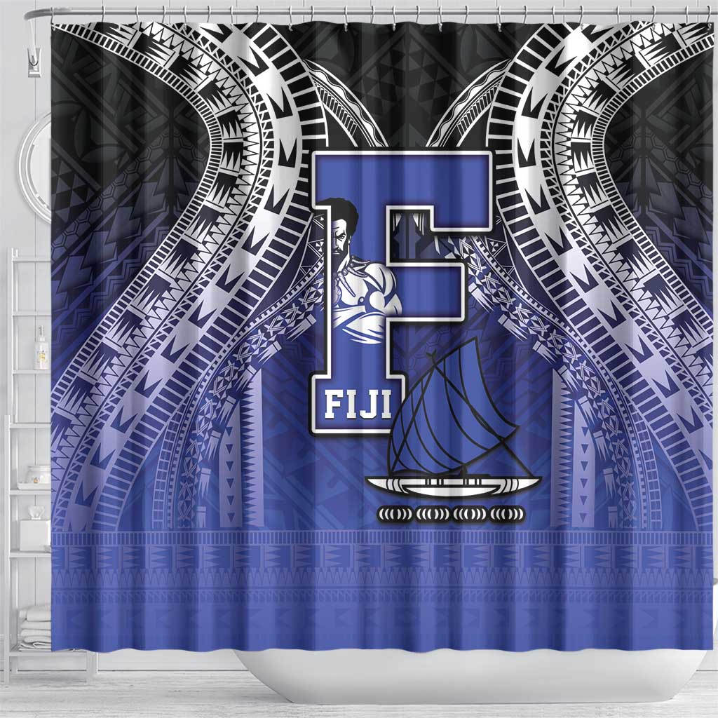 Fiji Drua Shower Curtain Fijian Tapa Pattern
