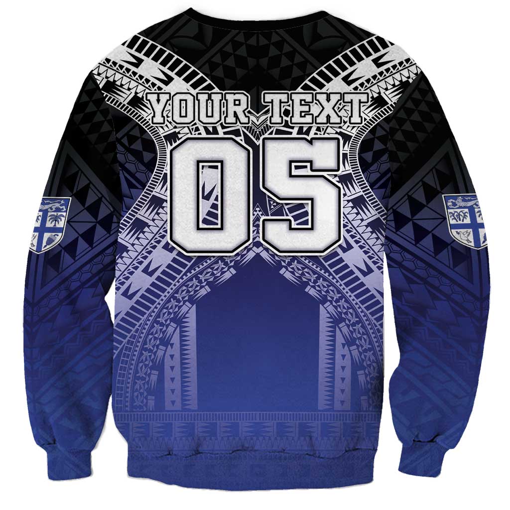 Custom Fiji Drua Sweatshirt Fijian Tapa Pattern