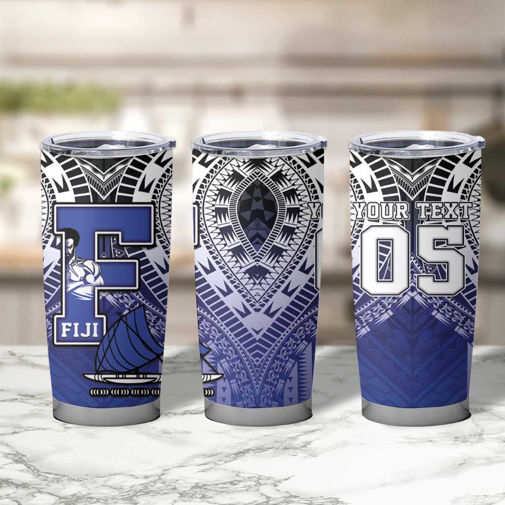 Custom Fiji Drua Tumbler Cup Fijian Tapa Pattern