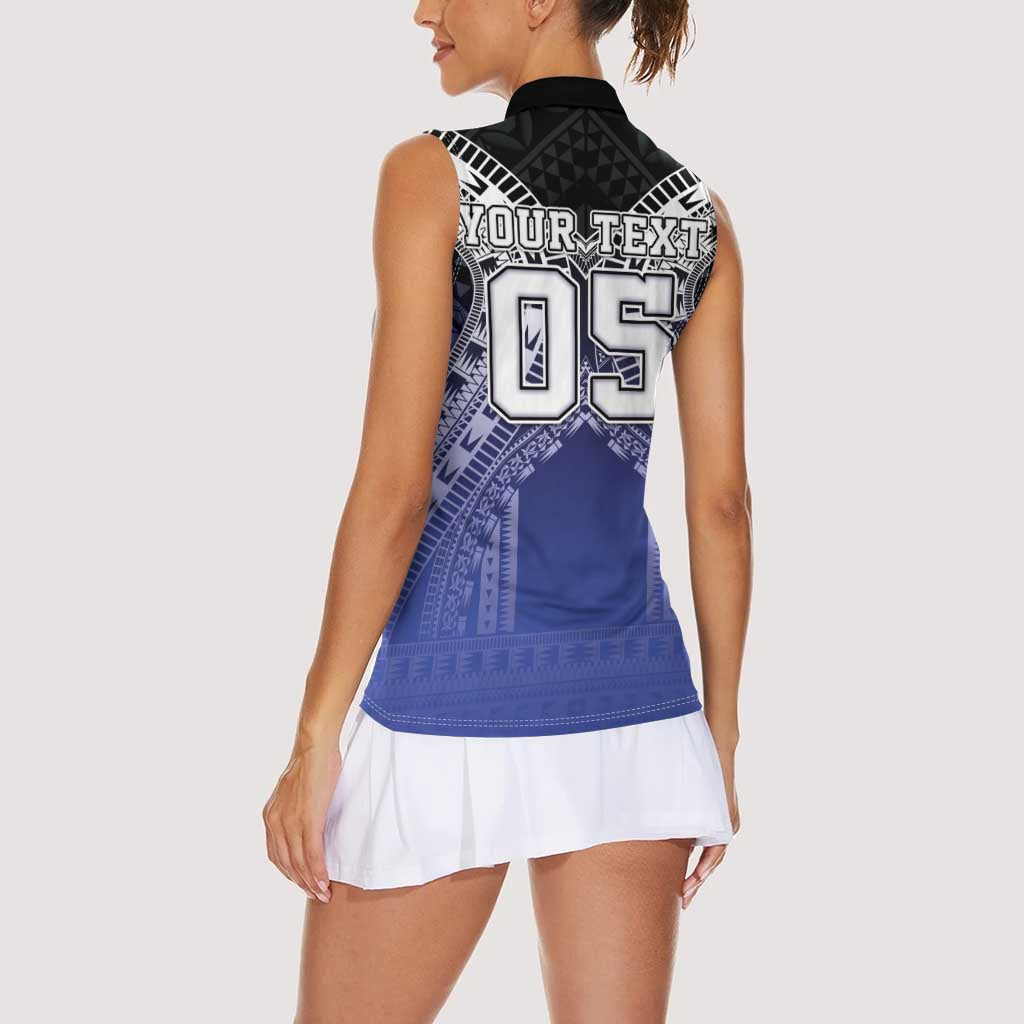 Custom Fiji Drua Women Sleeveless Polo Shirt Fijian Tapa Pattern