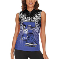 Custom Fiji Drua Women Sleeveless Polo Shirt Fijian Tapa Pattern