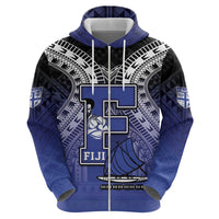 Custom Fiji Drua Zip Hoodie Fijian Tapa Pattern