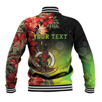 Aboriginal Dot Art Vanuatu Personalised Baseball Jacket Tropical Flowers