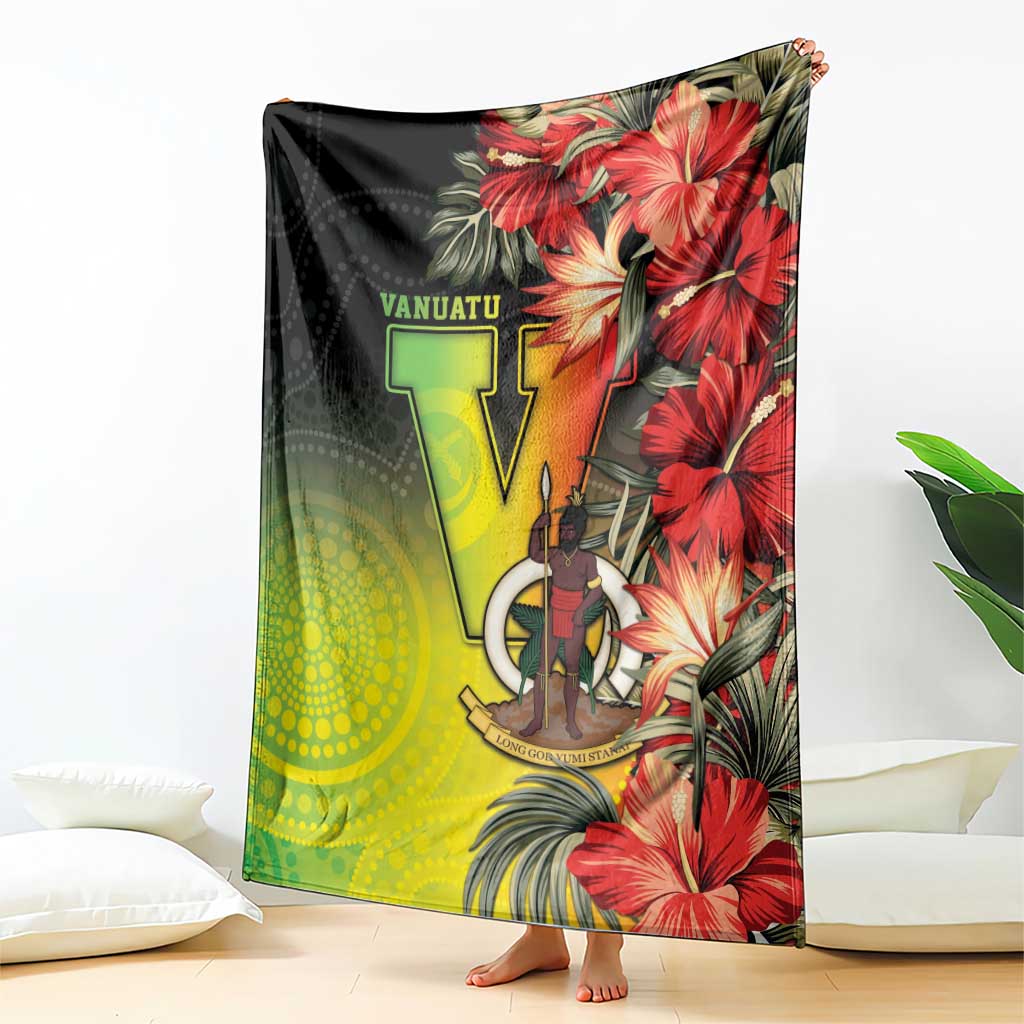 Aboriginal Dot Art Vanuatu Blanket Tropical Flowers