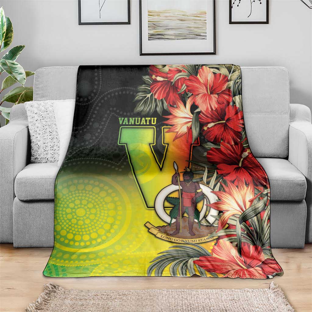 Aboriginal Dot Art Vanuatu Blanket Tropical Flowers