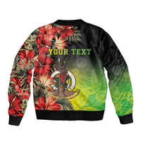 Aboriginal Dot Art Vanuatu Personalised Bomber Jacket Tropical Flowers