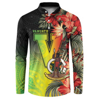 Aboriginal Dot Art Vanuatu Personalised Button Sweatshirt Tropical Flowers