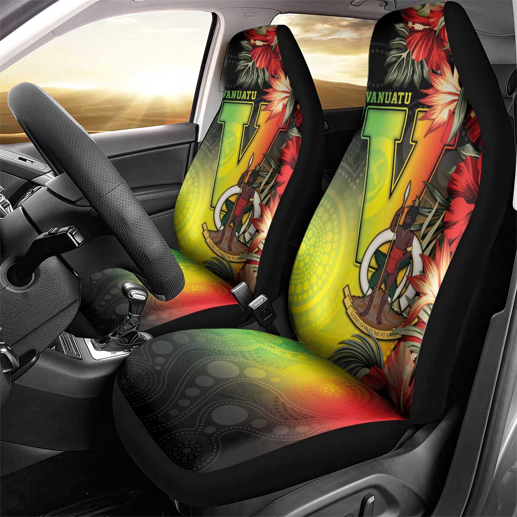 Aboriginal Dot Art Vanuatu Car Seat Cover Tropical Flowers