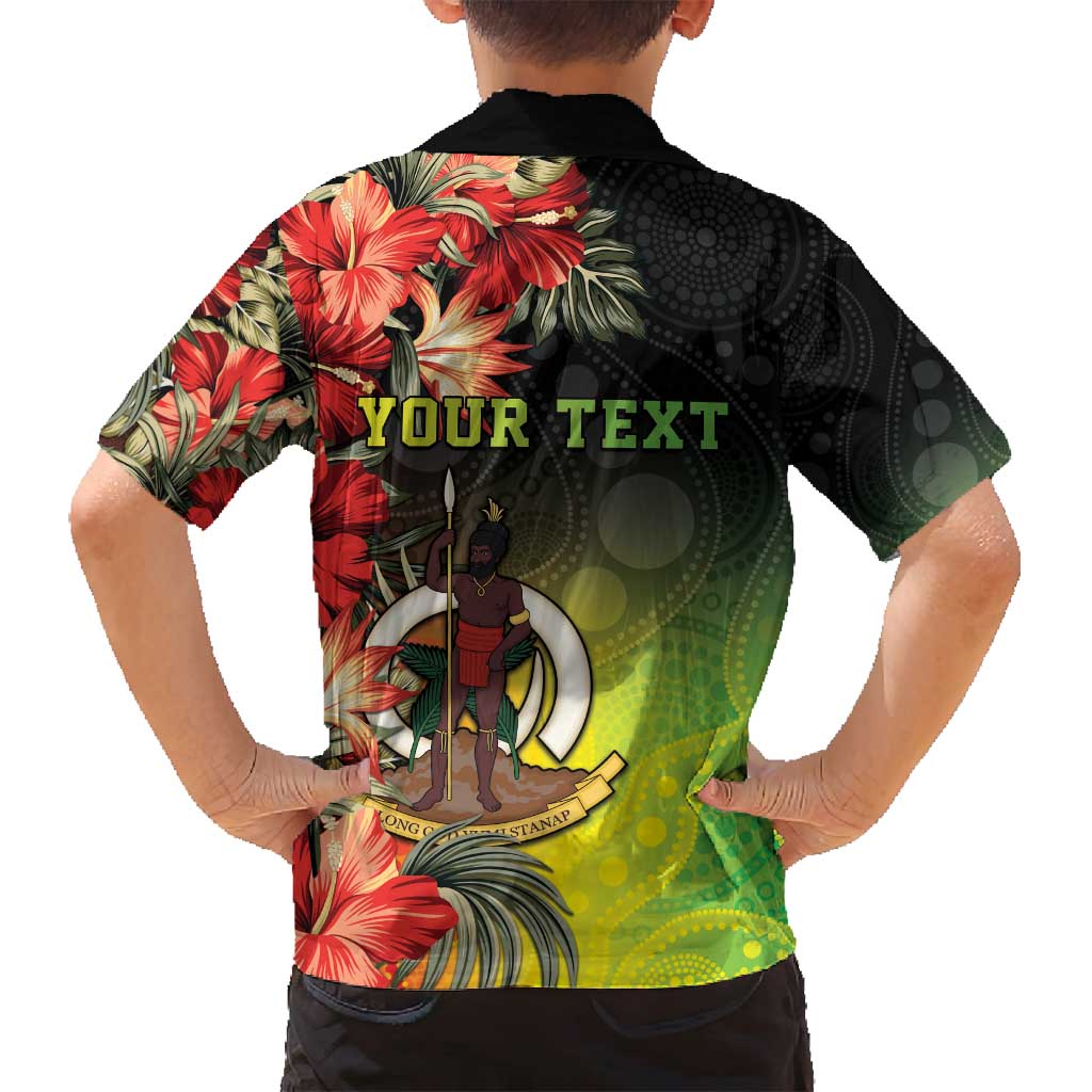 Aboriginal Dot Art Vanuatu Personalised Family Matching Long Sleeve Bodycon Dress and Hawaiian Shirt Tropical Flowers