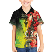 Aboriginal Dot Art Vanuatu Personalised Family Matching Off The Shoulder Long Sleeve Dress and Hawaiian Shirt Tropical Flowers