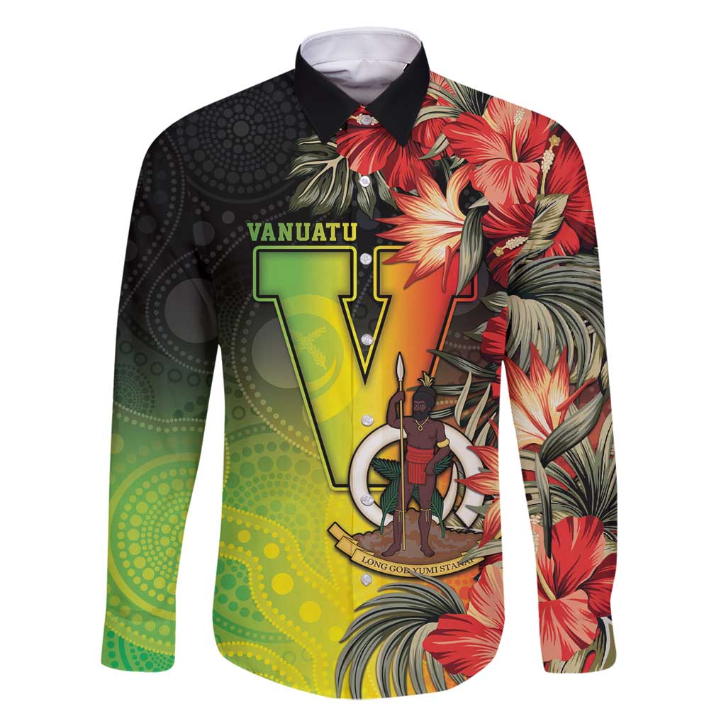 Aboriginal Dot Art Vanuatu Personalised Family Matching Off Shoulder Maxi Dress and Hawaiian Shirt Tropical Flowers