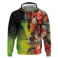 Aboriginal Dot Art Vanuatu Personalised Hoodie Tropical Flowers