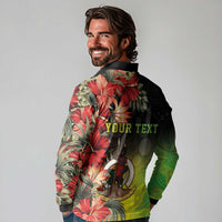 Aboriginal Dot Art Vanuatu Personalised Long Sleeve Polo Shirt Tropical Flowers
