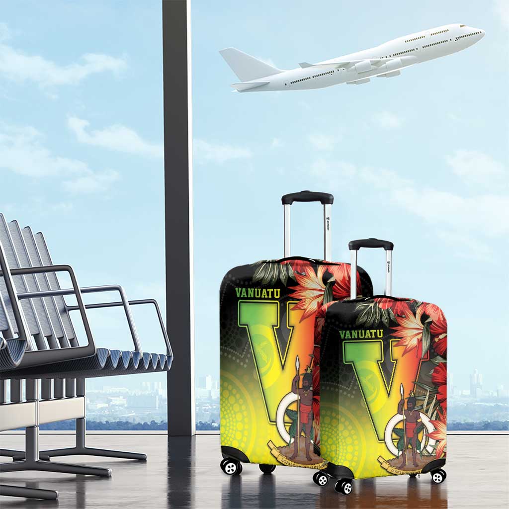Aboriginal Dot Art Vanuatu Luggage Cover Tropical Flowers