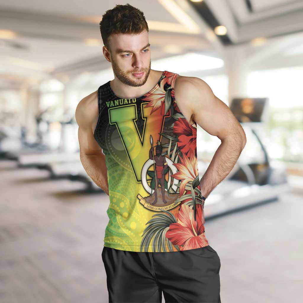 Aboriginal Dot Art Vanuatu Personalised Men Tank Top Tropical Flowers