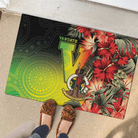 Aboriginal Dot Art Vanuatu Rubber Doormat Tropical Flowers