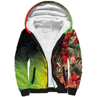 Aboriginal Dot Art Vanuatu Personalised Sherpa Hoodie Tropical Flowers