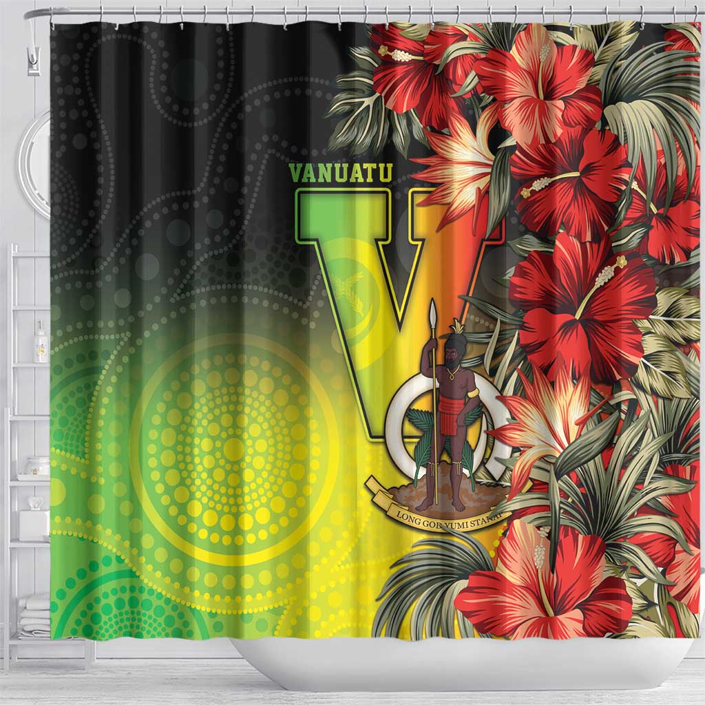 Aboriginal Dot Art Vanuatu Shower Curtain Tropical Flowers