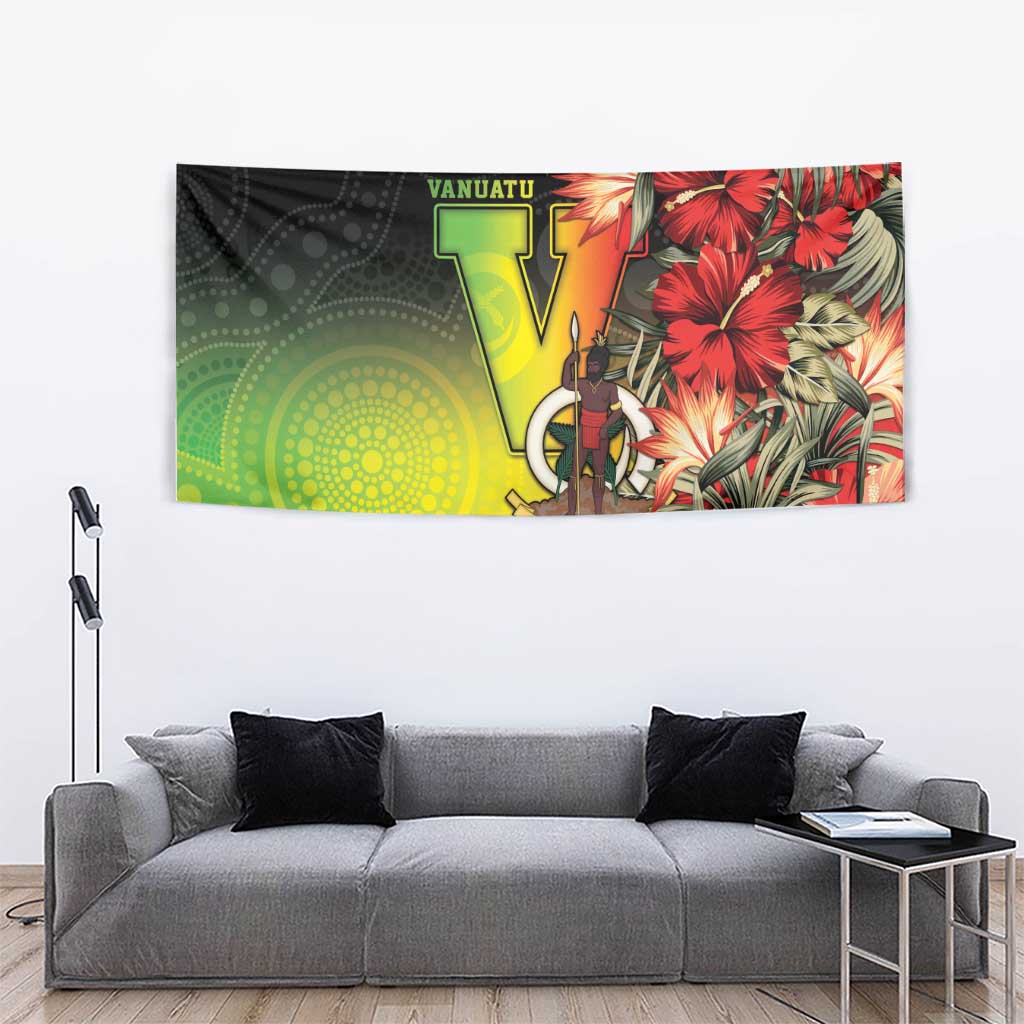 Aboriginal Dot Art Vanuatu Tapestry Tropical Flowers