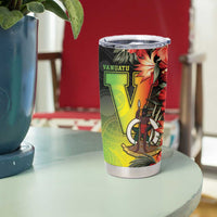 Aboriginal Dot Art Vanuatu Personalised Tumbler Cup Tropical Flowers