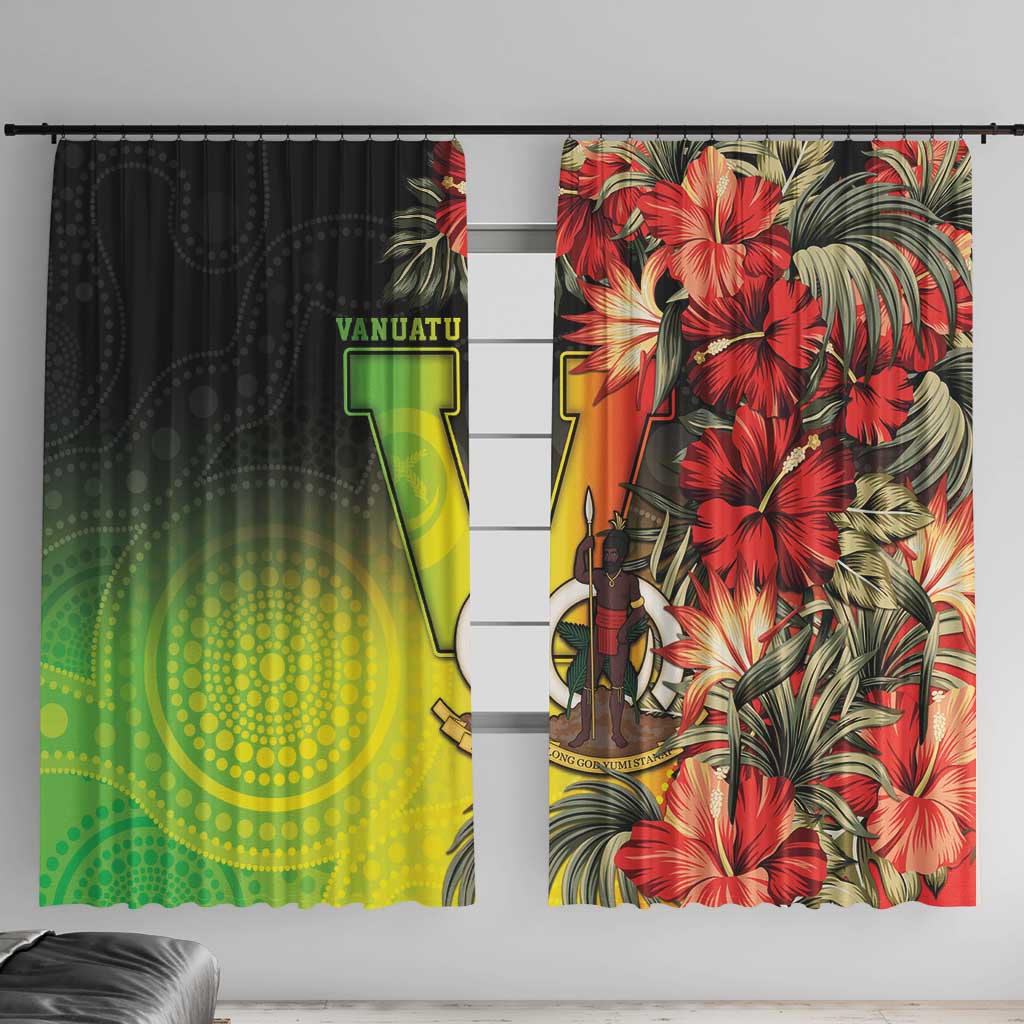 Aboriginal Dot Art Vanuatu Window Curtain Tropical Flowers