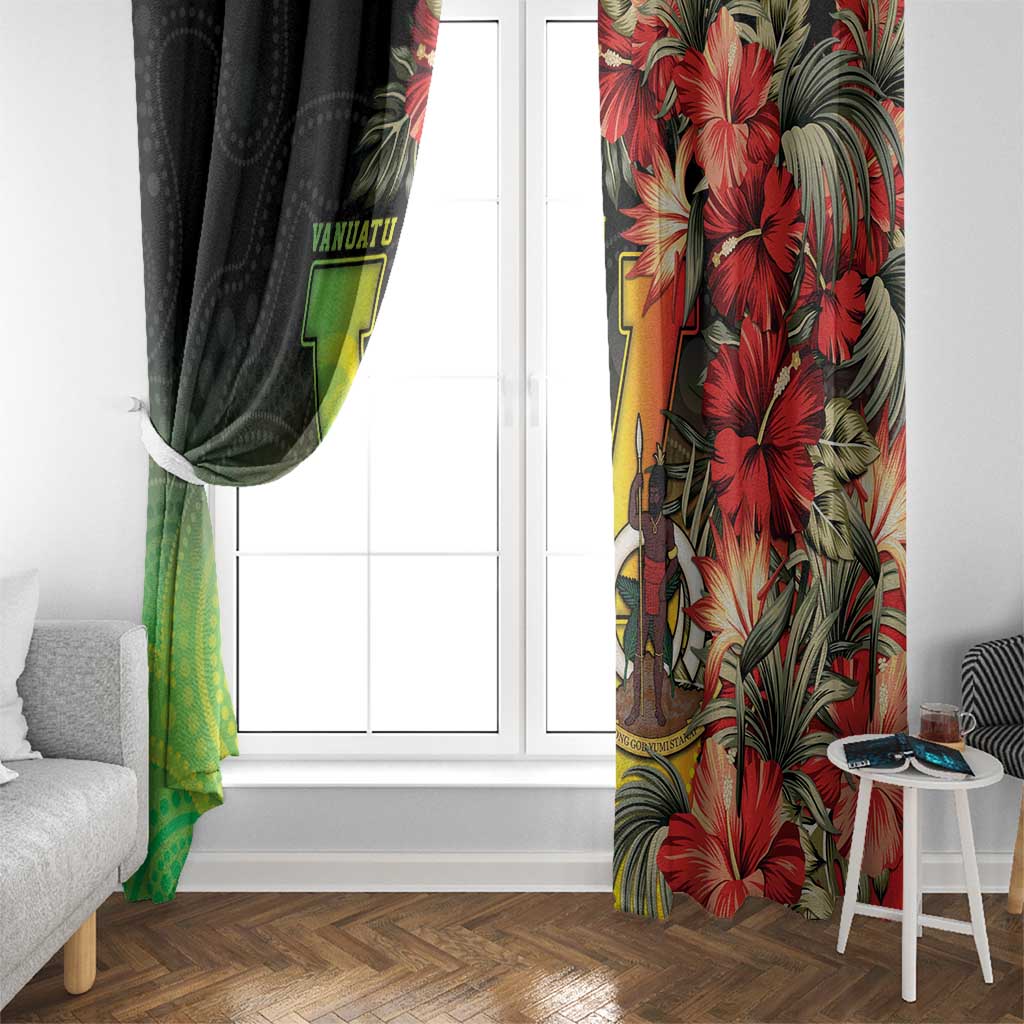 Aboriginal Dot Art Vanuatu Window Curtain Tropical Flowers