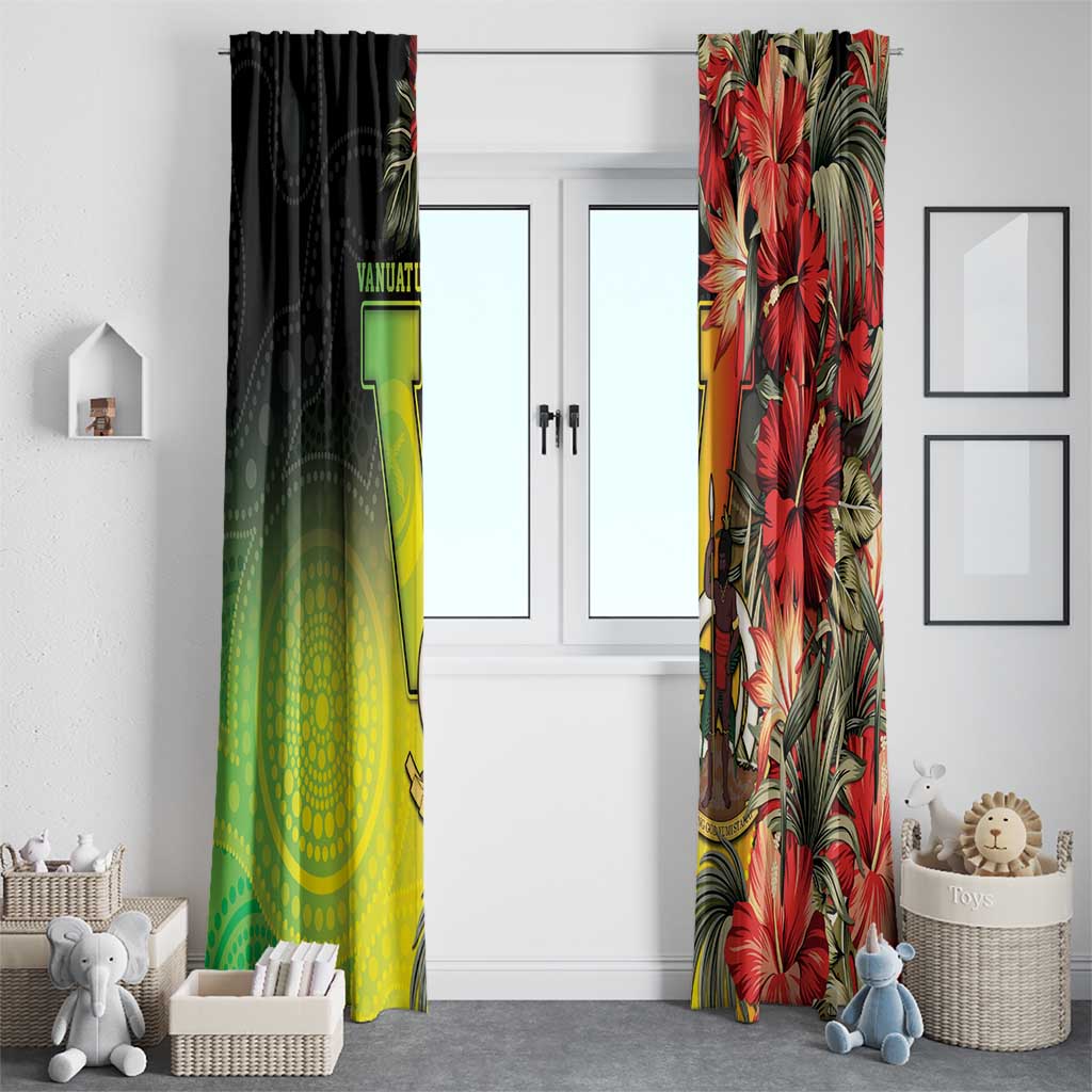 Aboriginal Dot Art Vanuatu Window Curtain Tropical Flowers