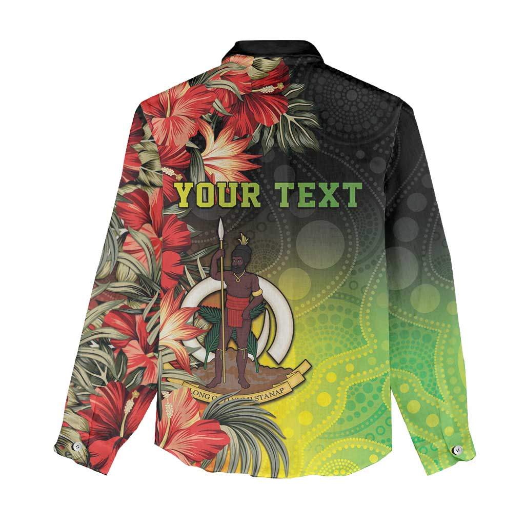 Aboriginal Dot Art Vanuatu Personalised Women Casual Shirt Tropical Flowers