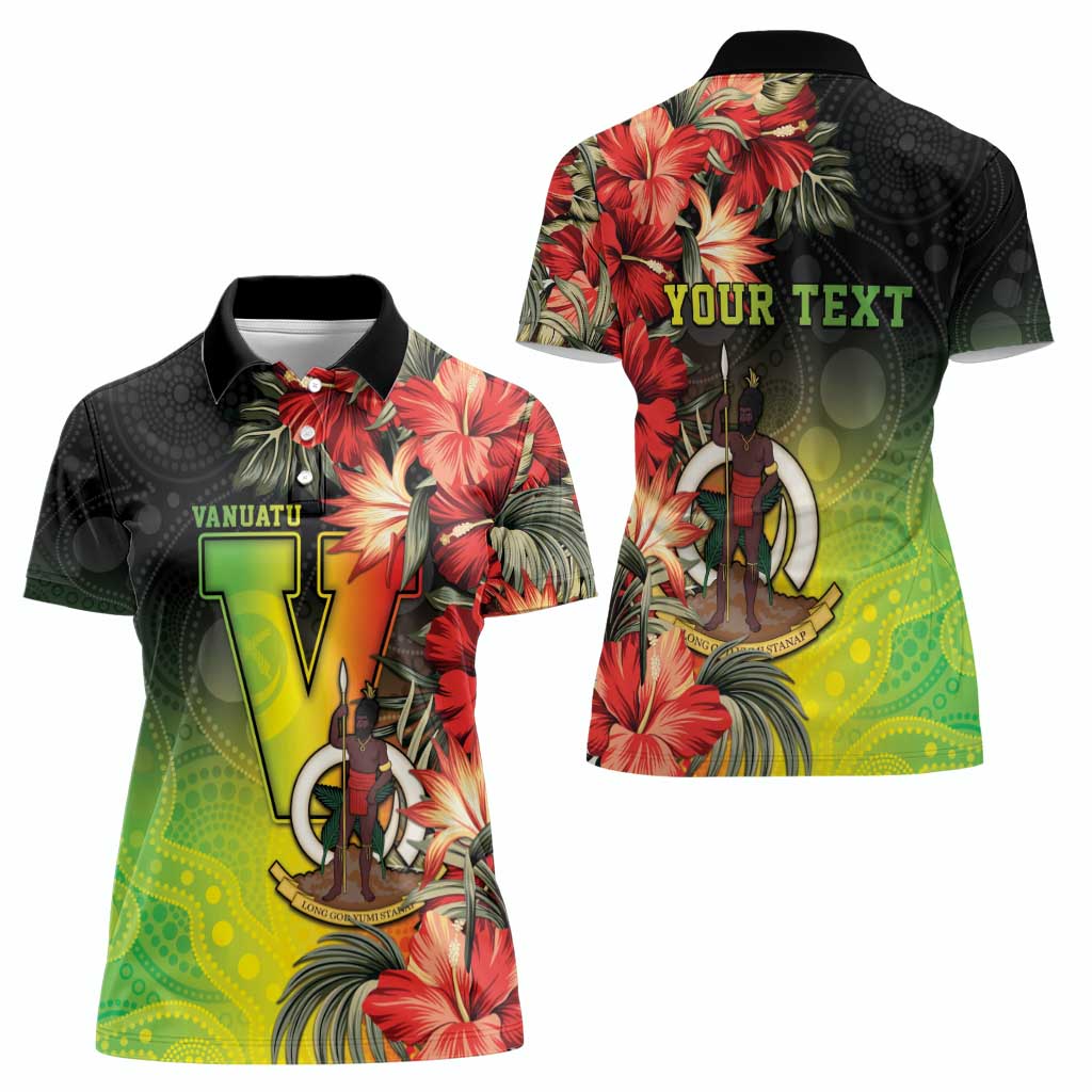 Aboriginal Dot Art Vanuatu Personalised Women Polo Shirt Tropical Flowers
