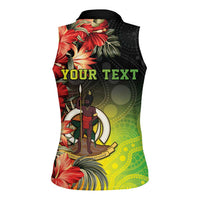 Aboriginal Dot Art Vanuatu Personalised Women Sleeveless Polo Shirt Tropical Flowers