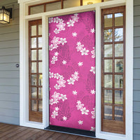 Hawaii Monstera Deliciosa Door Cover Pink Plumeria Polynesian Pattern - Polynesian Pride