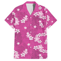 Hawaii Monstera Deliciosa Family Matching Off Shoulder Maxi Dress and Hawaiian Shirt Pink Plumeria Polynesian Pattern - Polynesian Pride