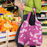 Hawaii Monstera Deliciosa Grocery Bag Pink Plumeria Polynesian Pattern LT05 - Polynesian Pride