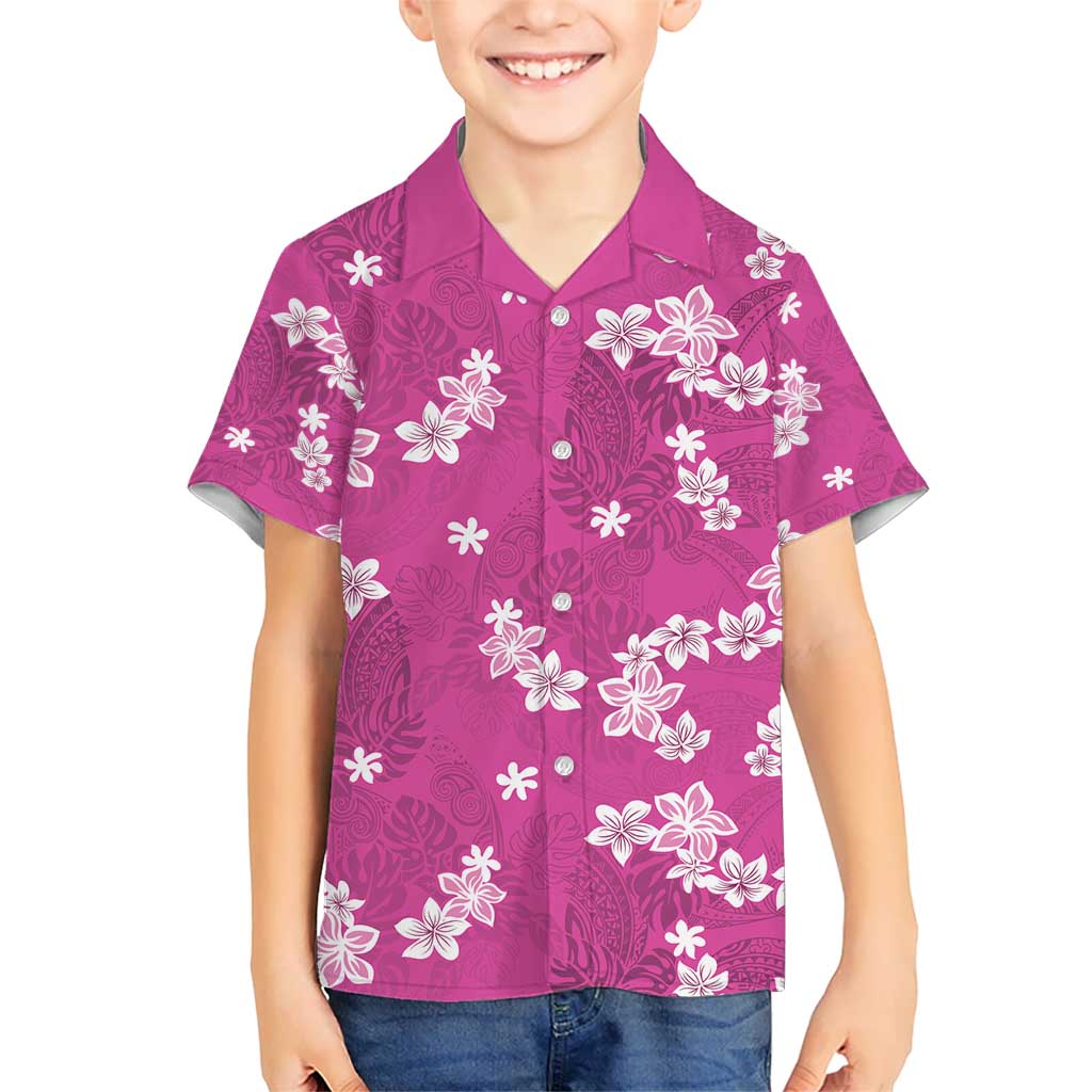 Hawaii Monstera Deliciosa Hawaiian Shirt Pink Plumeria Polynesian Pattern - Polynesian Pride