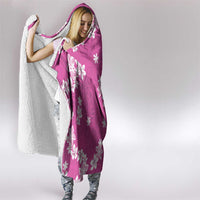 Hawaii Monstera Deliciosa Hooded Blanket Pink Plumeria Polynesian Pattern - Polynesian Pride