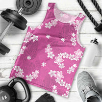 Hawaii Monstera Deliciosa Men Tank Top Pink Plumeria Polynesian Pattern LT05 - Polynesian Pride