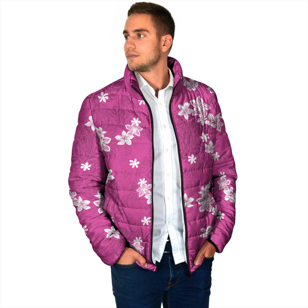 Hawaii Monstera Deliciosa Padded Jacket Pink Plumeria Polynesian Pattern LT05 - Polynesian Pride