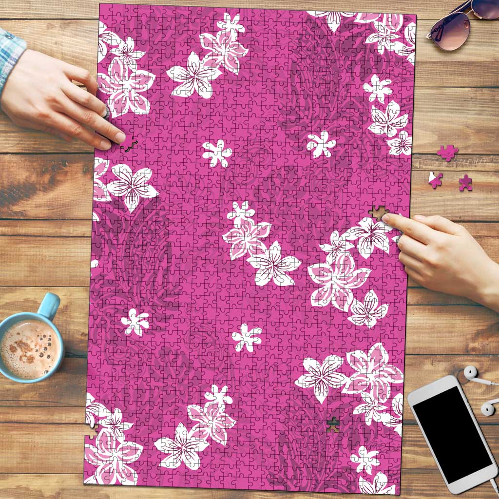 Hawaii Monstera Deliciosa Puzzle Pink Plumeria Polynesian Pattern LT05 Pink - Polynesian Pride