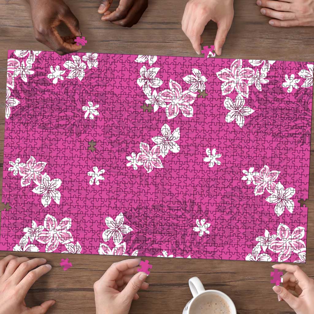 Hawaii Monstera Deliciosa Puzzle Pink Plumeria Polynesian Pattern LT05 - Polynesian Pride