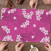 Hawaii Monstera Deliciosa Puzzle Pink Plumeria Polynesian Pattern LT05 - Polynesian Pride