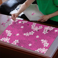 Hawaii Monstera Deliciosa Puzzle Pink Plumeria Polynesian Pattern LT05 - Polynesian Pride