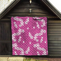 Hawaii Monstera Deliciosa Quilt Pink Plumeria Polynesian Pattern - Polynesian Pride