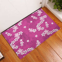 Hawaii Monstera Deliciosa Rubber Doormat Pink Plumeria Polynesian Pattern LT05 - Polynesian Pride