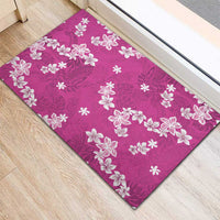 Hawaii Monstera Deliciosa Rubber Doormat Pink Plumeria Polynesian Pattern LT05 - Polynesian Pride