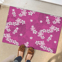 Hawaii Monstera Deliciosa Rubber Doormat Pink Plumeria Polynesian Pattern LT05 - Polynesian Pride