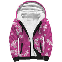 Hawaii Monstera Deliciosa Sherpa Hoodie Pink Plumeria Polynesian Pattern LT05 Unisex Pink - Polynesian Pride