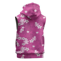 Hawaii Monstera Deliciosa Sleeveless Hoodie Pink Plumeria Polynesian Pattern LT05 - Polynesian Pride