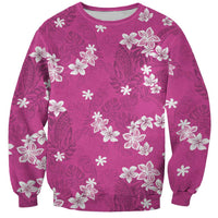 Hawaii Monstera Deliciosa Sweatshirt Pink Plumeria Polynesian Pattern LT05 Unisex Pink - Polynesian Pride