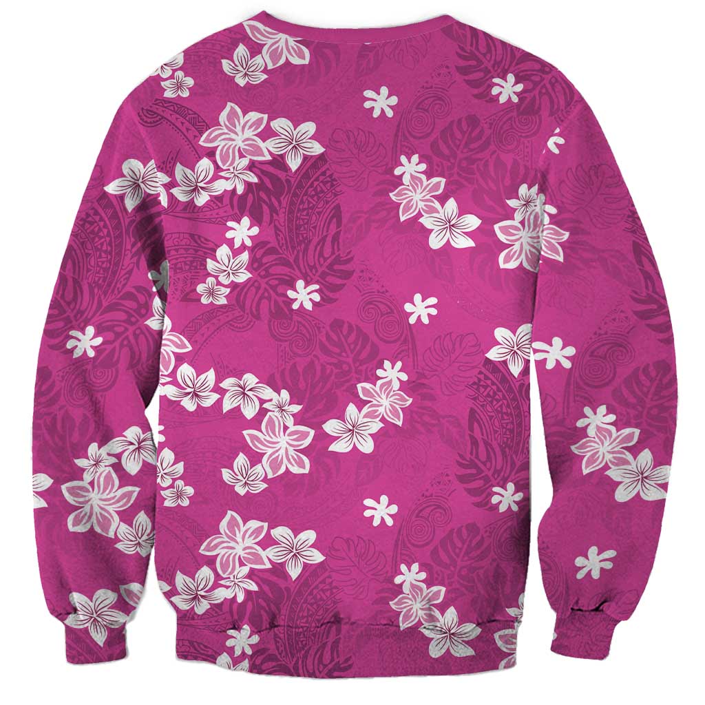 Hawaii Monstera Deliciosa Sweatshirt Pink Plumeria Polynesian Pattern LT05 - Polynesian Pride